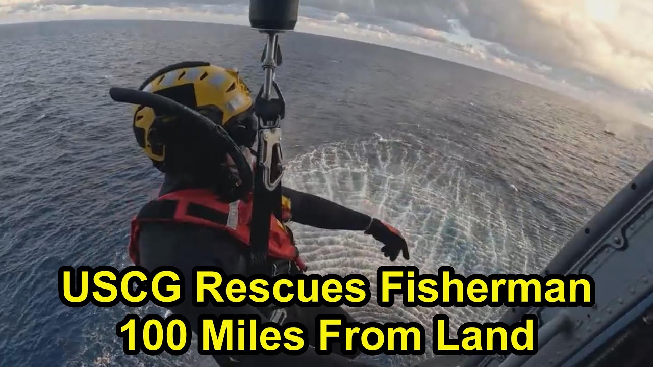 US Coast Guard Rescues Fisherman From Burning Boat Off Florida. - YouTube