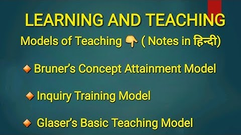 B.Ed Notes|Bruner’s Concept Attainment Model| Inquiry Training Model| Glaser’s Basic Teaching Model 