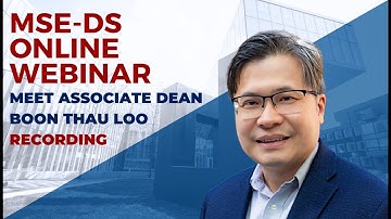 March 28, 2023 MSE-DS Online Admissions Webinar with Boon Loo