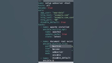 #shorts Deploy a web server apache httpd virtual host on Debian-like systems - Ansible modules