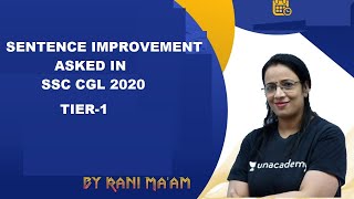 Sentence Improvement asked in SSC CGL 2020 | Answer key of SSC CGL 2020 | Rani Ma'am