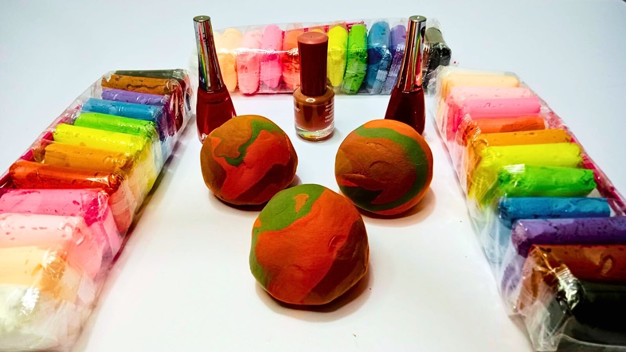 Satisfying Nail Paint Clay Mix ASMR | From 12 Colors to 3 Balls