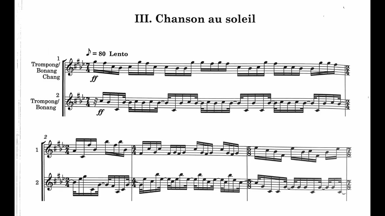 Cinq Chansons pour Percussion - trio arrangement by David Kent with score