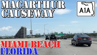 MacArthur Causeway - Miami to Miami Beach - Florida - 4K Infrastructure Drive