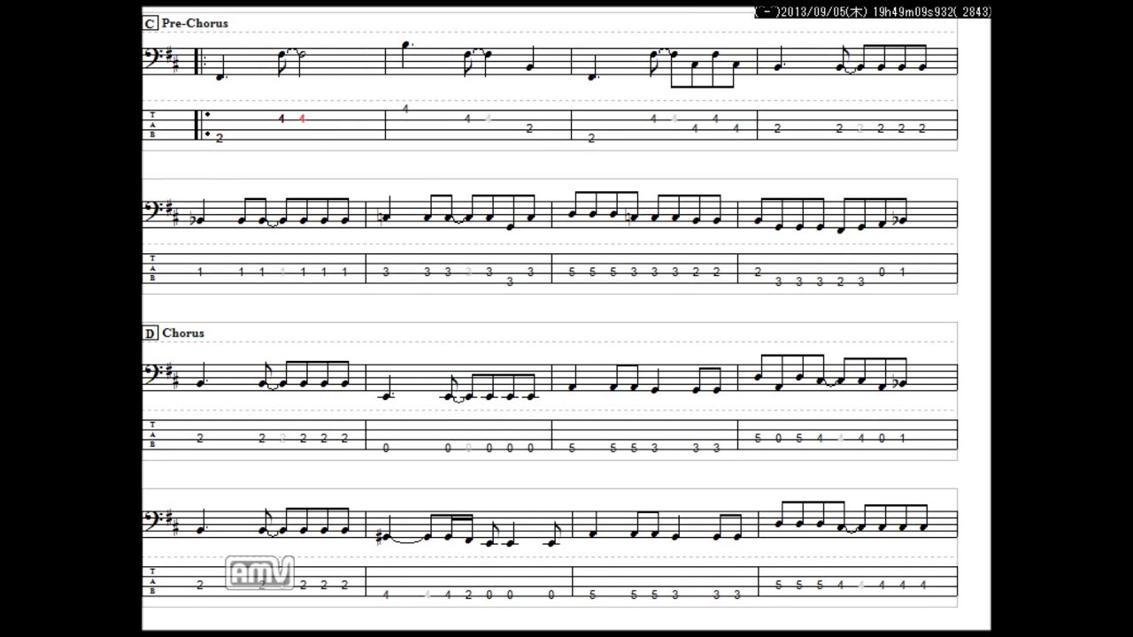 サザン 希望の轍 4弦アレンジ ベースインまでカット ベースtab譜 Youtube