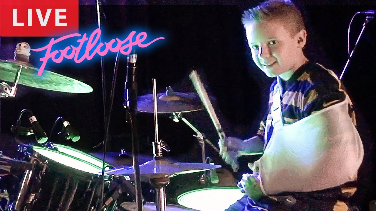 Footloose - LIVE (10 year old Drummer with broken arm)