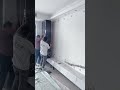 Slate TV background wall installation.#tvwall #sinteredstone #naturalstone