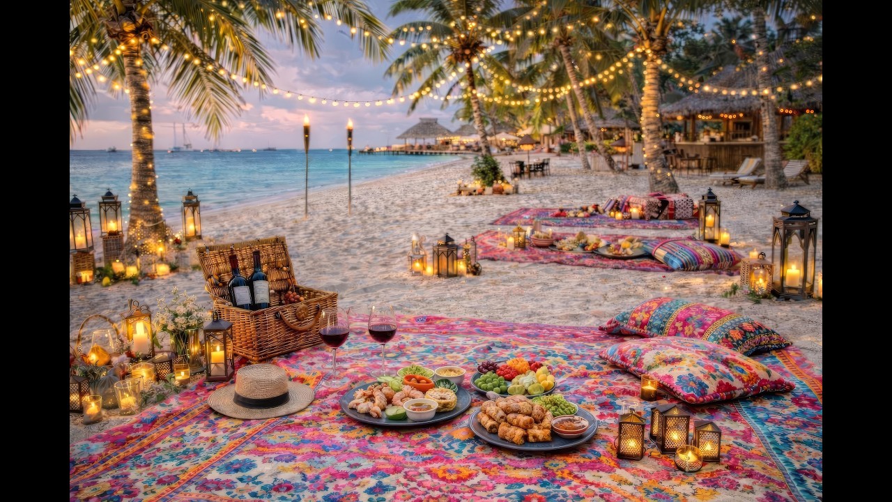 Beach Sunset Summer Ambience | Relaxing Jazz & Bossa Nova