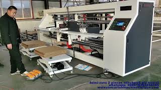 Large size Semiauto 2 pieces joint carton box stitching machine (test 5 ply heavy board)