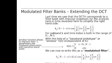 Lecture Audio Coding, part 3a, Filter Banks 2a
