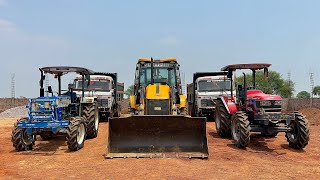 JCB 3dx Eco Loading Mud in Mahindra Arjun Novo 605 and Swaraj 744 Tractor Trolley