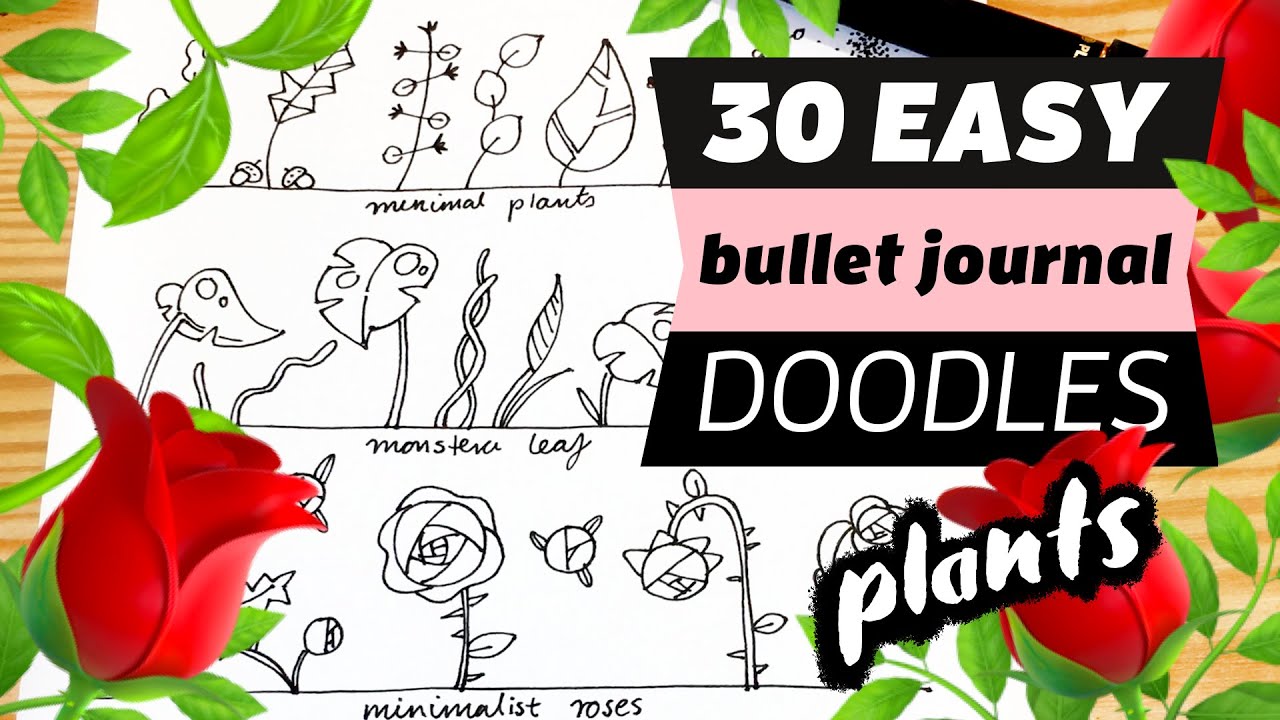 30 EASY BULLET JOURNAL DOODLES | Doodle ideas! | leaves and plants