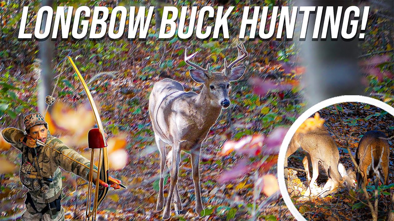 Hunting Rutting Bucks with a Longbow! Up Close Buck Fight!