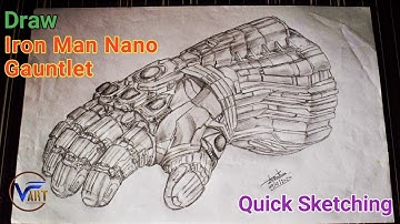 How to Draw Marvel Iron Man Nano Power Gauntlet from movie Avengers Endgame - Easy Step by Step