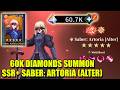 Holy Grail Returns - 60K Diamonds Summon SSR+ Saber Artoria (Alter) | Holy Grail Duel Anime Game