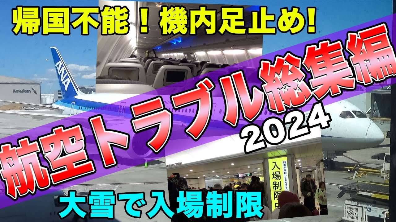 【航空ハプニング】欠航・帰国不能・ゲリラ雷雨・遅延・大雪・・・2024年に遭遇した飛行機トラブルとその対処法の総集編！