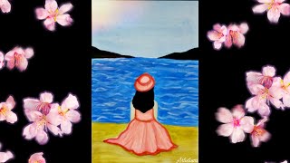 How to paint a girl sitting on beach | Easy and Simple painting tutorial for beginners