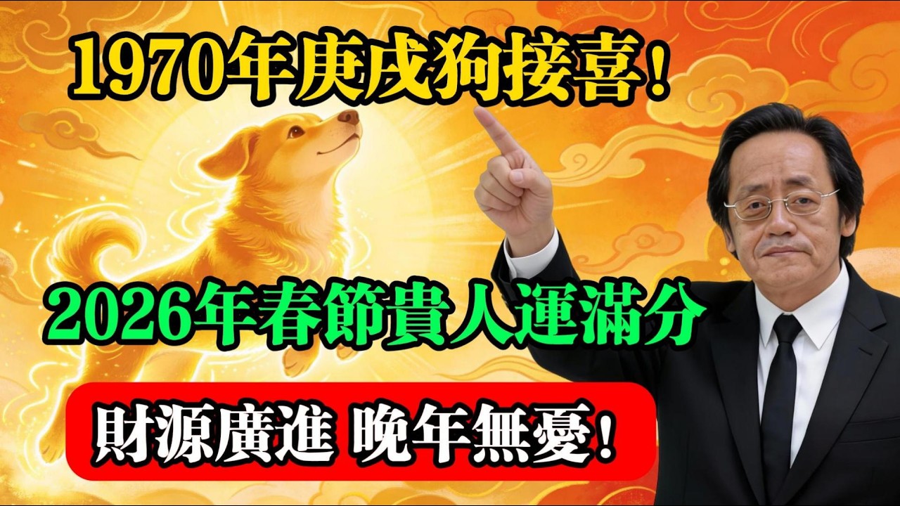 1970年庚戌狗接喜！2026年春節貴人運滿分，財源廣進，晚年無憂！#倪海廈 #屬狗運勢 #1970年庚戌狗 #生肖狗 #流年運勢 #命理開運 #流年運勢 #易經 #國學智慧