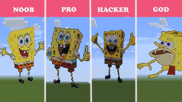 Pixel art SpongeBob Noob vs Pro vs Hacker vs God in Minecraft