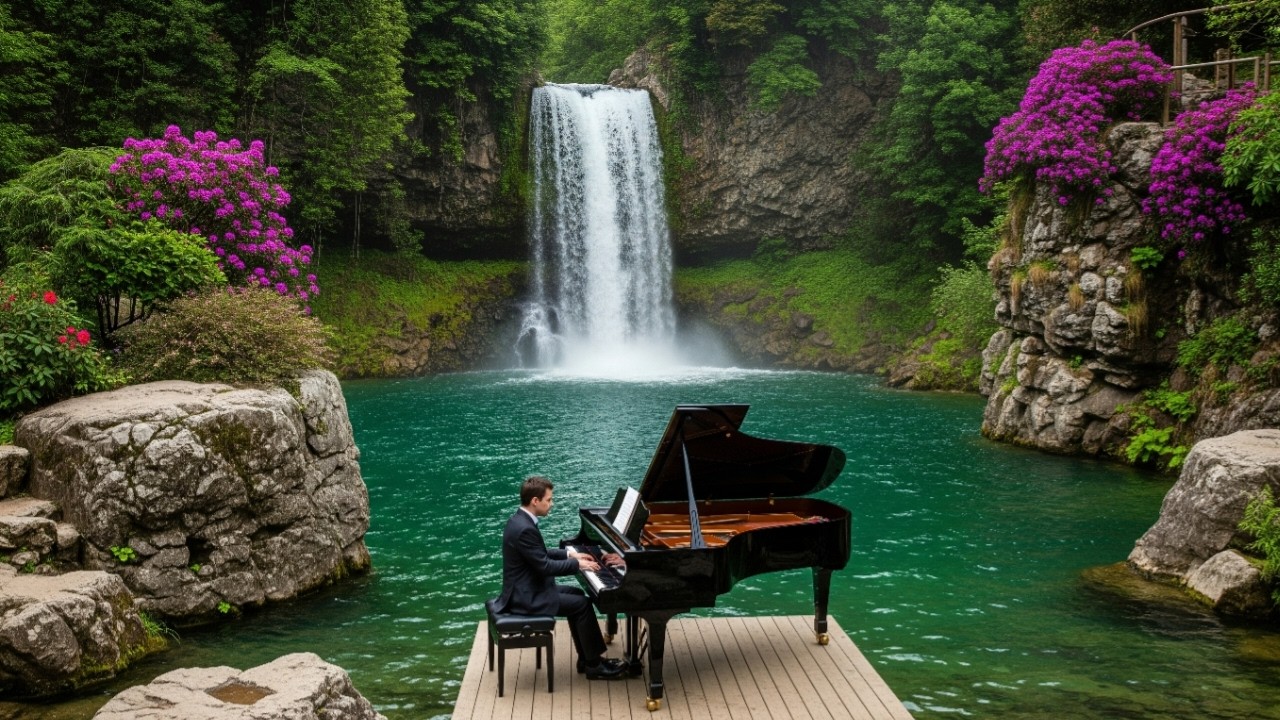 HEALING MUSIC FOR STRESS RELIEF & SOUL 🍂 BEAUTIFUL AUTUMN WATERFALL RELAXING MUSIC 4K