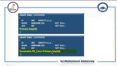 23 SQL CONSTRAINT PRIMARY KEYSQL SERVER KURDISH TUTORIALS