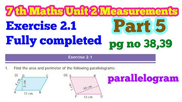 7th std Maths-Unit 2 Measurements - Exercise  2.1 pg no 38,39-part 5-Term 1 New samacheer syllabus