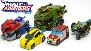 Transformers Animated Autobots Optimus Prime Bumblebee Ratchet Bulkhead Samurai Prowl Car Robot Toys