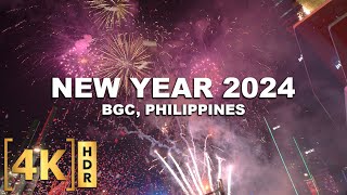 WELCOMING 2024 in BGC, PHILIPPINES! | New Year Fireworks Full Show | 4K HDR | Taguig