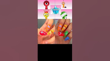 I made a Numberblocks 1, 2, 3, 4, 5 nail art Incredibox sprunki oc ‪‪@cartoontrend9  unboxing asmr