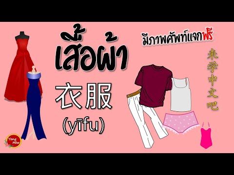 ศัพท์ภาษาจีน เสื้อผ้า กางเกง ศัพท์จีนเครื่องแต่งกาย ภาษาจีนพูดยังไง พร้อมภาพประกอบ มีภาพคำศัพท์ฟรี