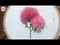 [프랑스자수] 울사로 만드는 카네이션 꽃 자수 Carnation (clove gillyflower) embroidery flower making wool yarn