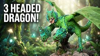 Three-Headed Dragon Sculpture | Paper Mâché Fantasy Creature