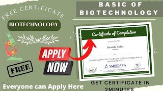 Basic of Biotechnology Free Certificate | Free Biotechnology Certificate | Verified Certificate