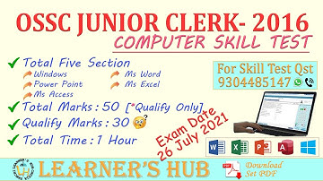 OSSC JUNIOR CLERK-2016 Computer Skill Test Previous Question & Detailed Syllabus Analysis [26 July]