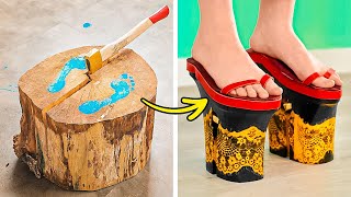 Turning a Tree Trunk into Japanese Footwear || Unusual Ways Of Making Shoes
