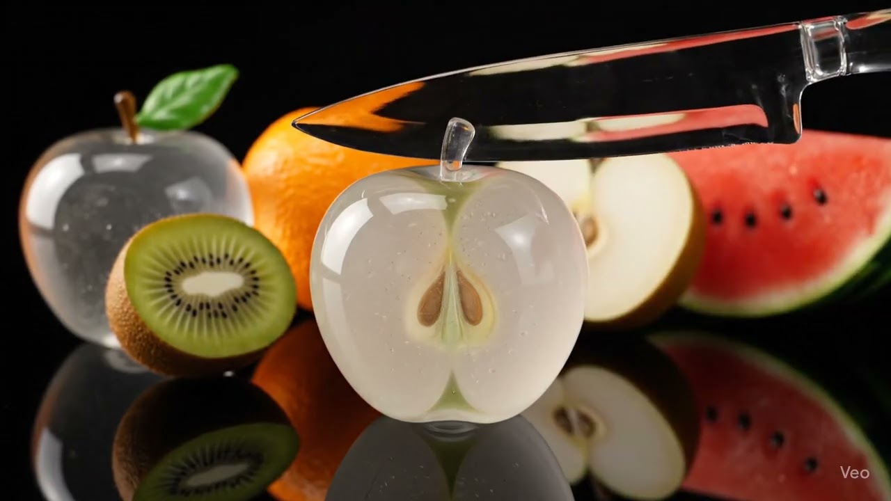 perfect split in slow motion.Inside flows glowing liquid, glitter, or colored honey gel.