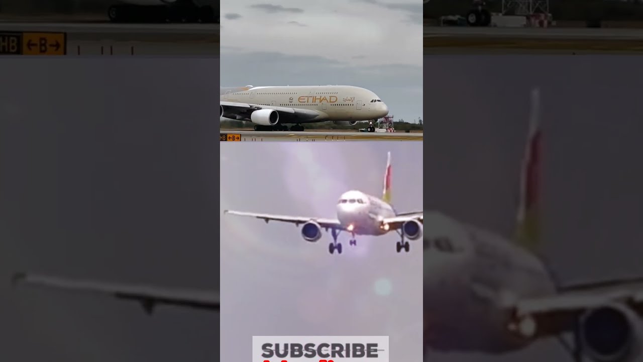 Etihad Plane Passes By During Take Off And Pelita Air Landing