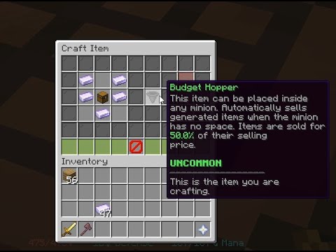 how to craft a Budget Hopper in Hypixel Skyblock fast time #8 - YouTube