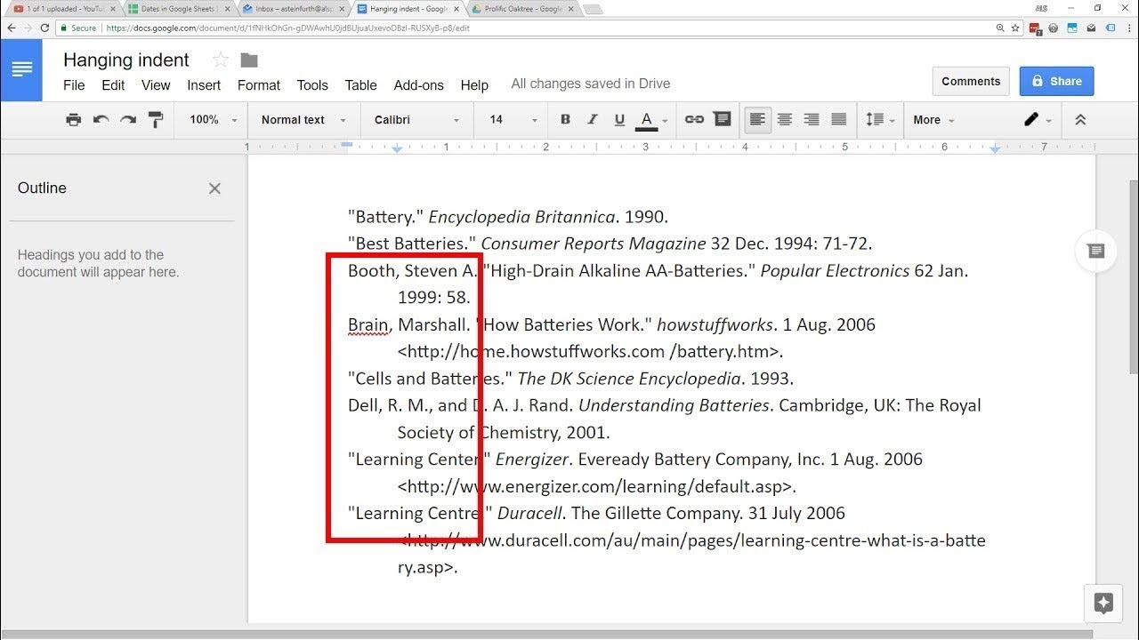 How to create hanging indent in Google Docs. Five steps to follow