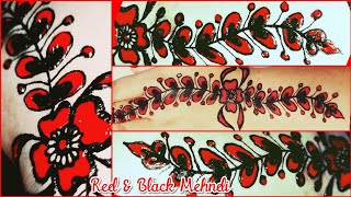 red and black shaded mehndi design | latest simple easy mehendi design |  black & red henna tattoo screenshot 3