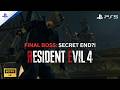 FINAL BOSS + SECRET END?! Resident Evil 4 Remake Saddler Ending & Post Credit Scene (PS5 4K 60FPS)