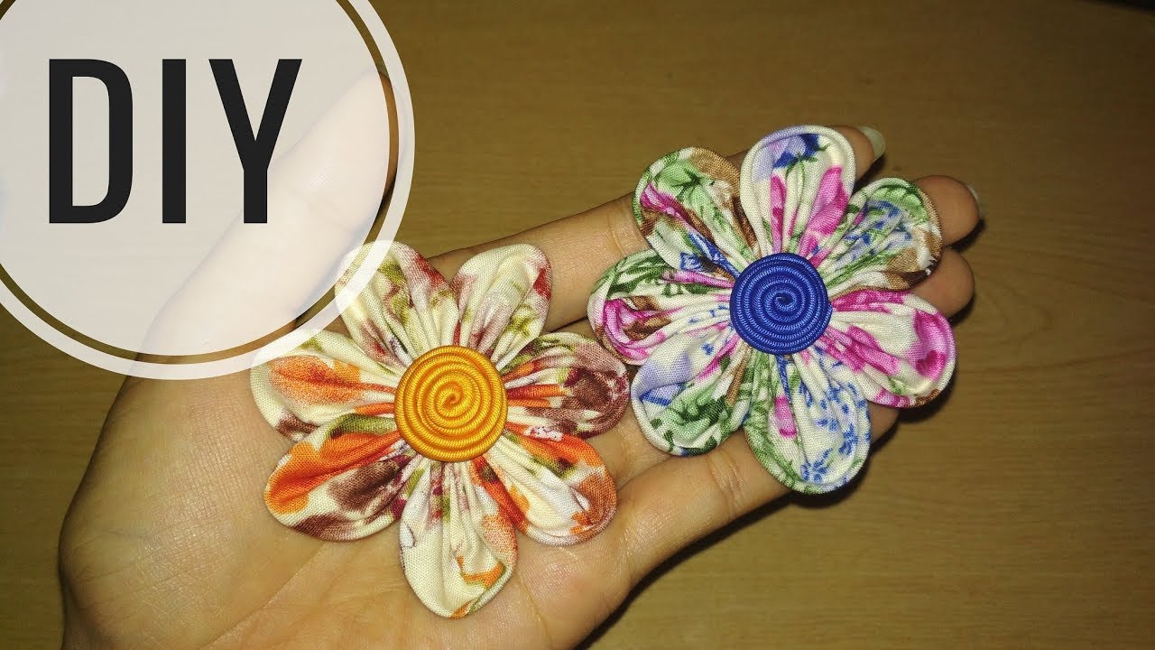 Diy Cara Membuat Bros Bunga Dari Kain Perca Katun Batik 2 Easy Tutorial Fabric Flower Youtube