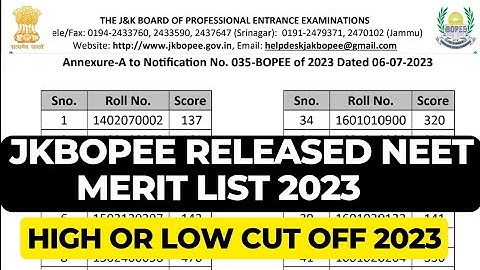 jkbopee neet update|jkbopee released neet merit list roll no. wise 2023| how to check|high or low🤯