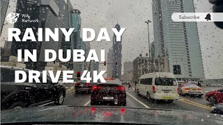 Drive in Rainy day on Dubai Roads. Fantastic Weather. 2023 #rain #dubai #rainindubai #4k