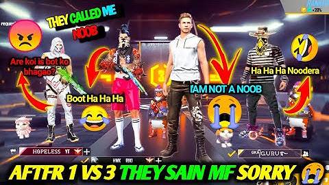 RANDOM PLAYERS CALL ME NOOB 🤬 AND I CHALLENGE 1vs3 || FREE FIRE NOOB PRANK || #GAMINGLOVER