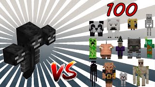 Wither Vs Minecraft Mobs 1vs100