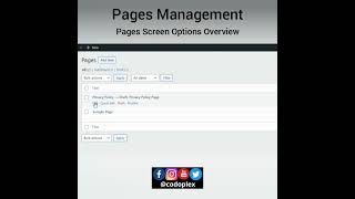 WordPress Pages Screen Options