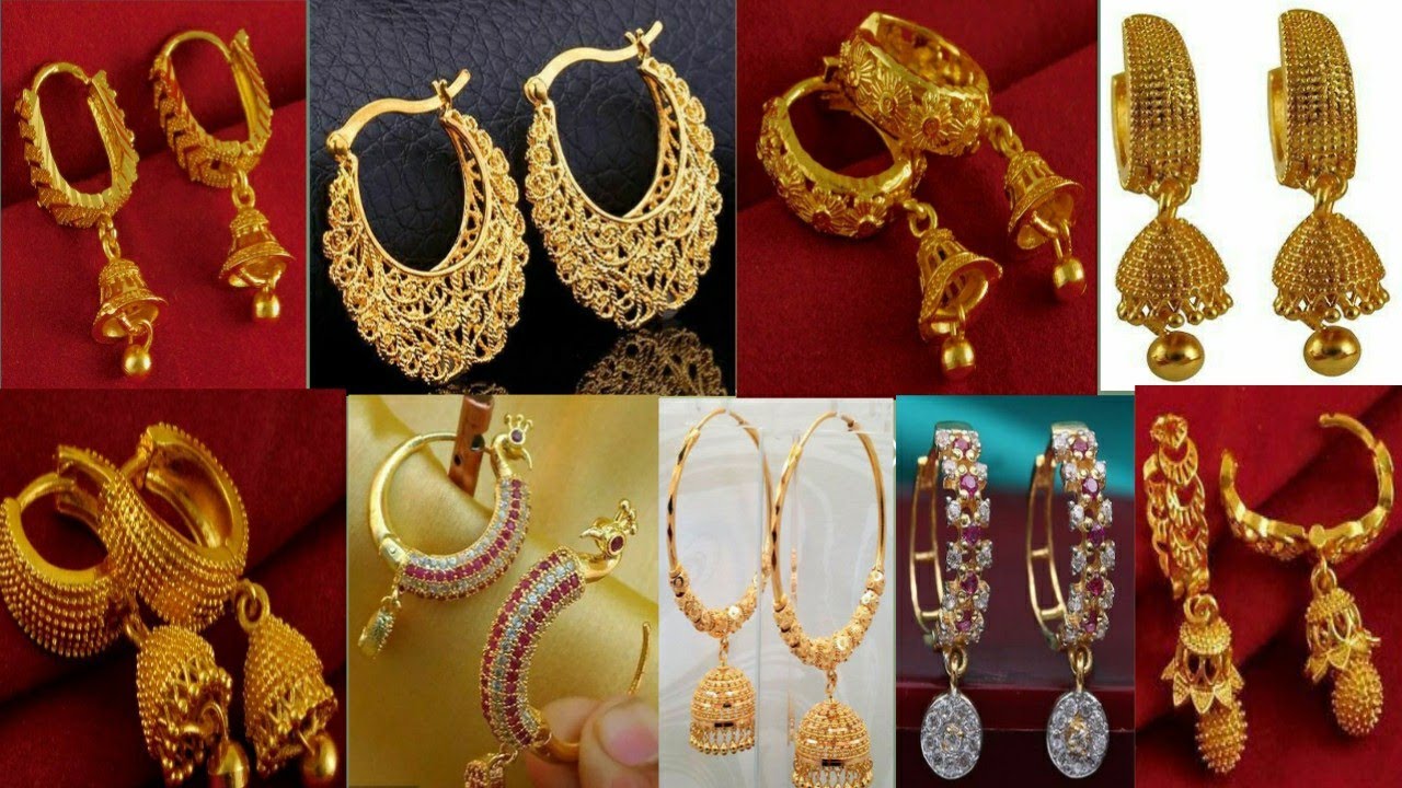Latest Gold Hoop Earrings Designs || Daily Wear Gold Earrings Models || Hoop  earrings Collection || - YouTube