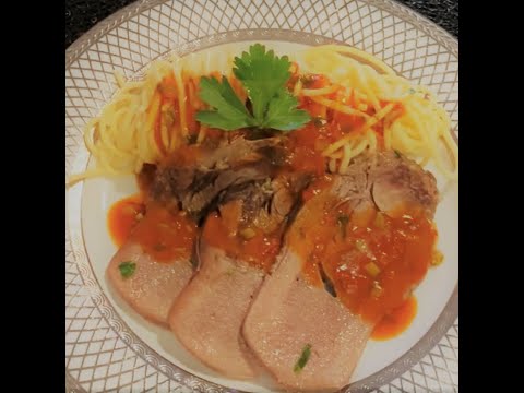 recette-langue-de-bœuf-sauce-tomate-piquante-👍👍👍🍅🍅🍅لسان-البقربالمكرونة-صلصة-🍅