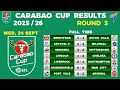 Carabao Cup Results & Draws Today ⚽
